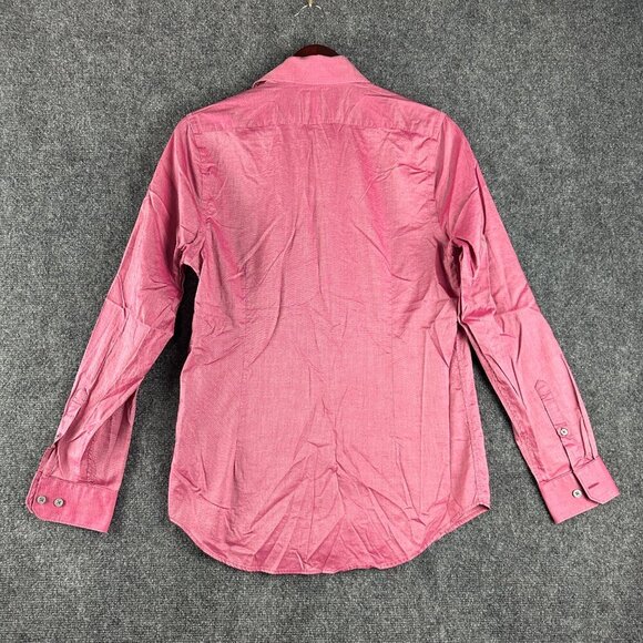 Express 1MX Shirt Mens Small Fitted Hot Pink Cotton Stretch Button Up Long Sleev - Picture 4 of 6
